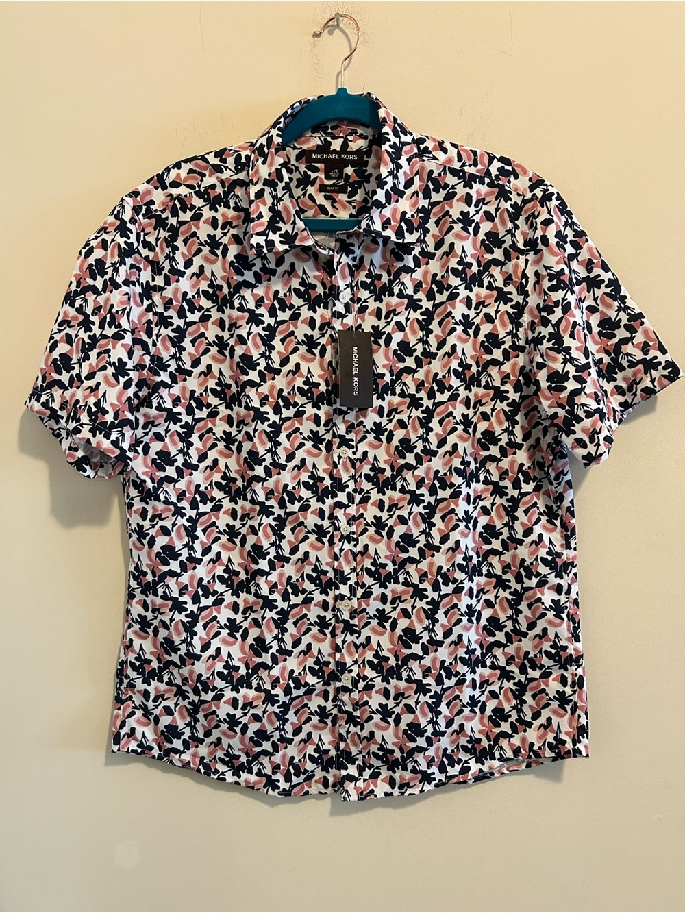 Michael Kors Men’s Short-Sleeve Slim Fit Floral Button-Down